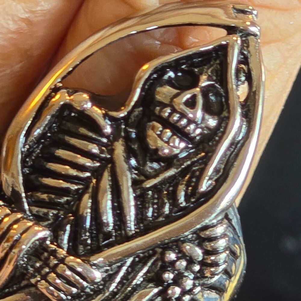 Punk Rock Gothic Grim Reaper Skeleton Biker Ring Size 11 Mens Stainless Steel